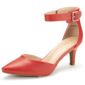 Wholesale Trendy Women Point Toe Ankle Strap Glitter Ladies Low Thin Heels Shoes
